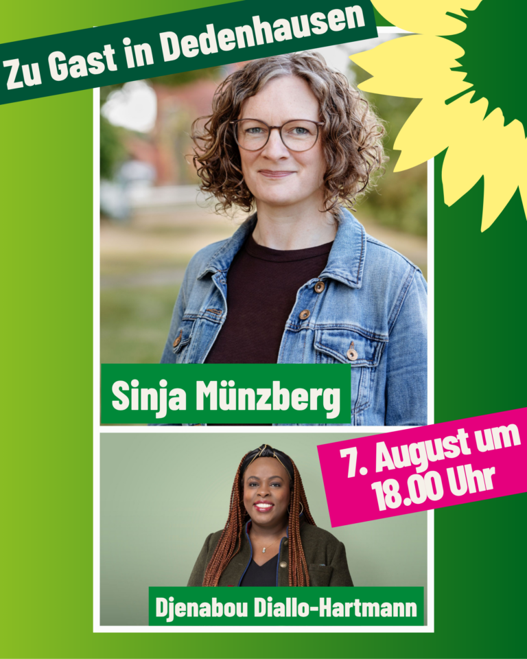 Sinja Münzberg, Kandidatin für das Amt der Regionspräsidentin und Djenabou Diallo-Hartmann, Landtagsabgeordnete kommen nach Dedenhausen